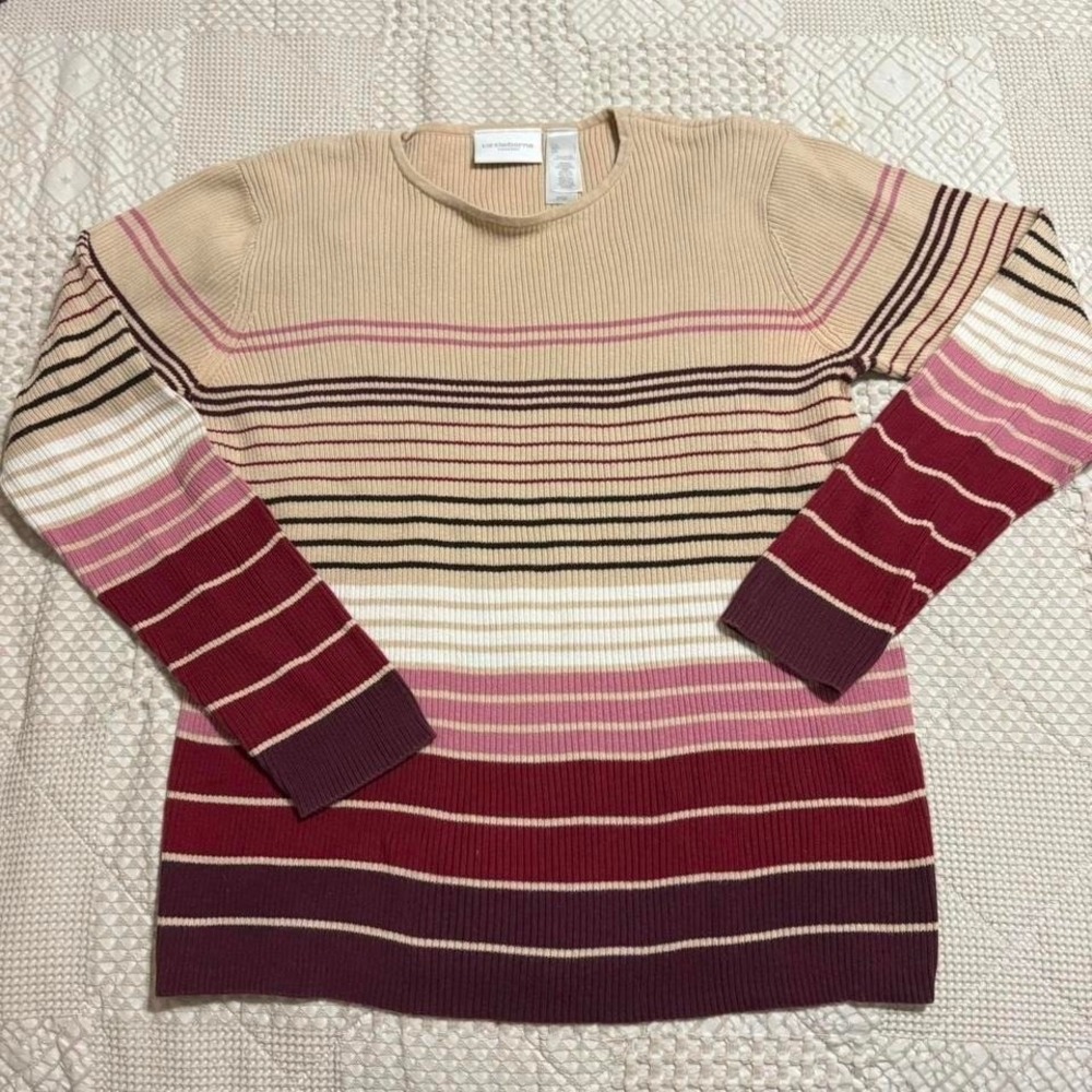 vintage Liz Clairborne tank, pink and pink striped sweater